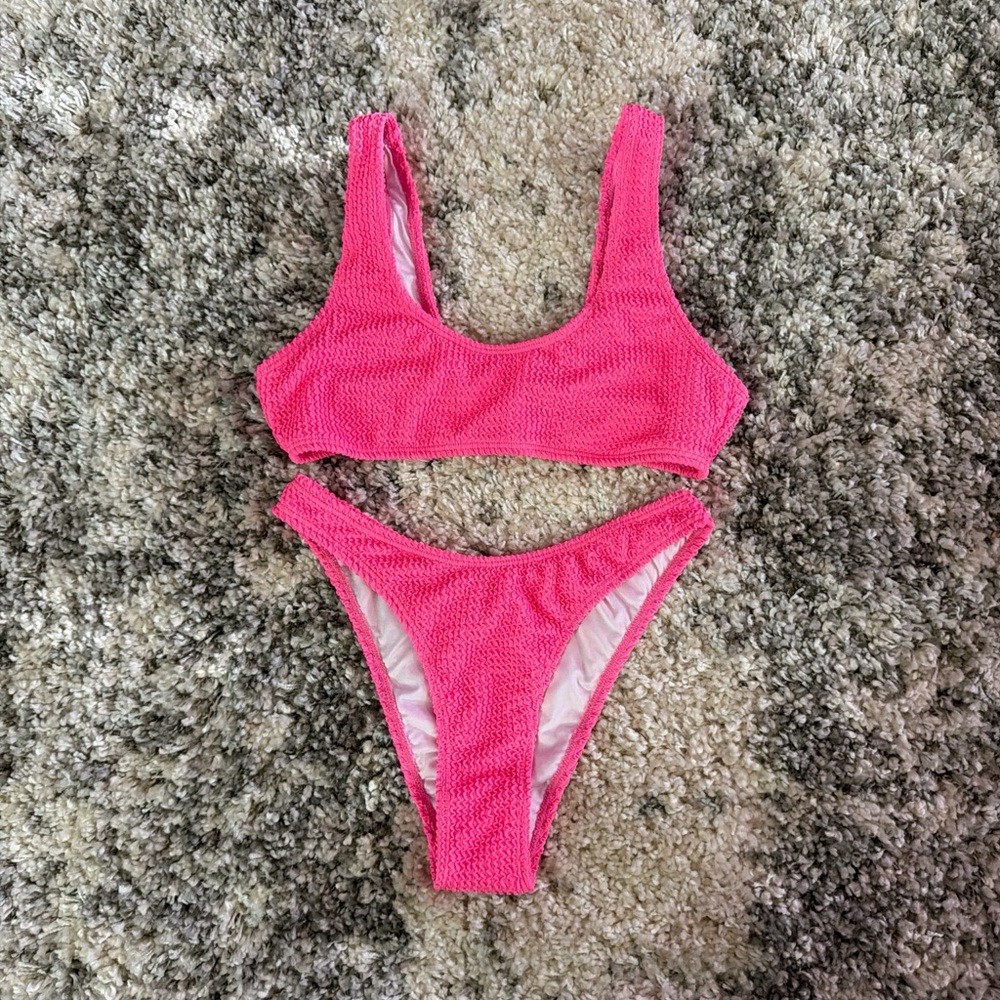 PacSun Pink Textured Bikini Set
